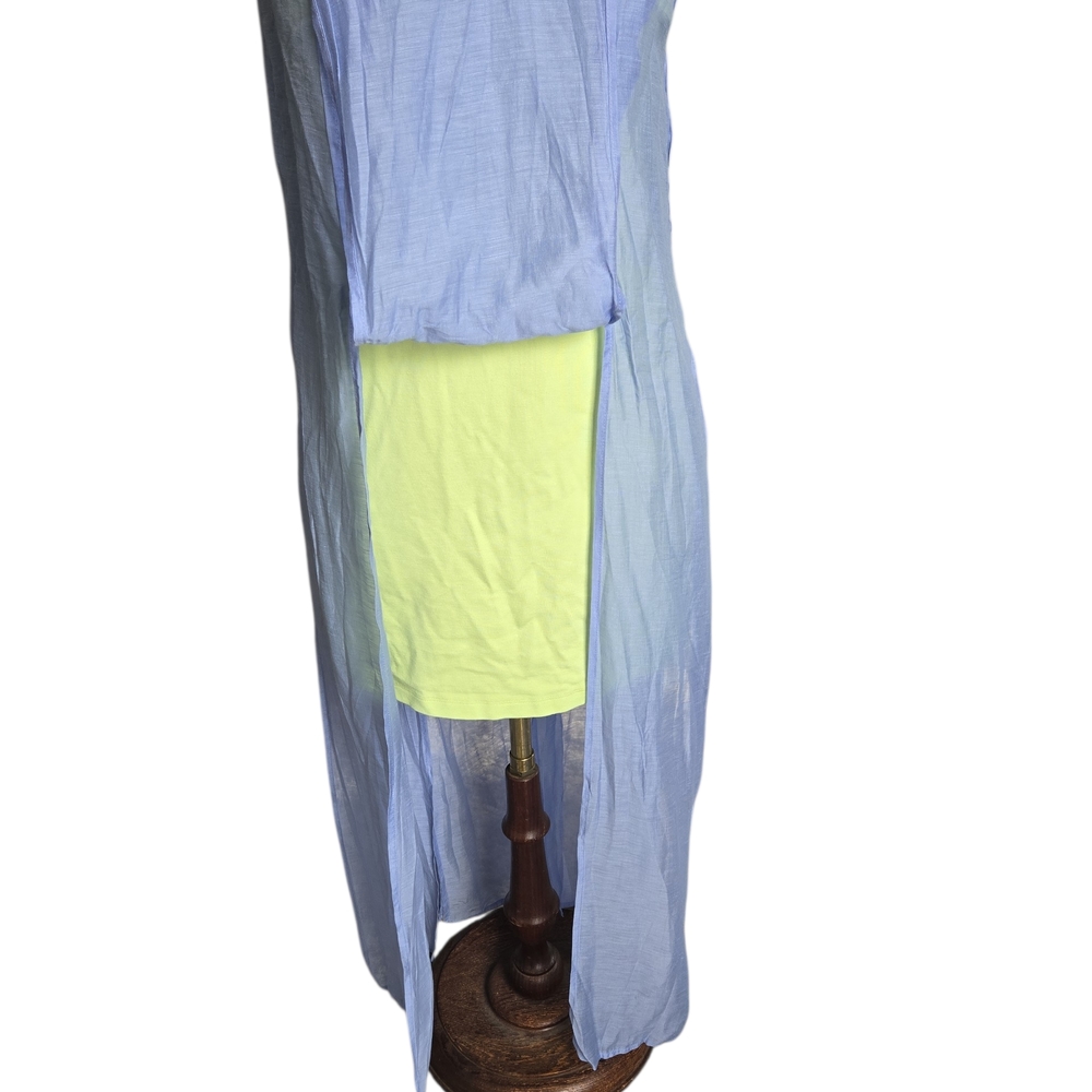 Anthropologie Lavender And Lime Square Neck Slit Dress - Picture 6 of 11